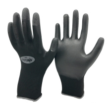 NMSAFETY calibre 13 de nylon negro pu sumergió dmf guantes de trabajo libres para la construcción